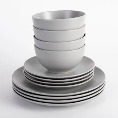Prep & Cook Set di stoviglie da 12 pezzi - Gres porcellanato grigio