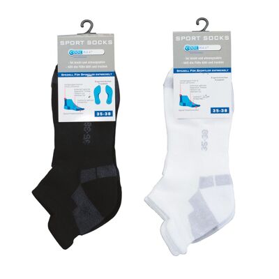 Chaussettes de sport pour baskets COOLMAX® | mesdames et messieurs | noir et blanc