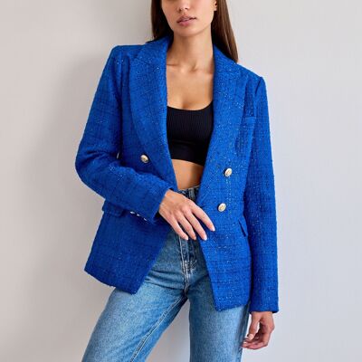 Double-breasted tweed blazer jacket - V2221O