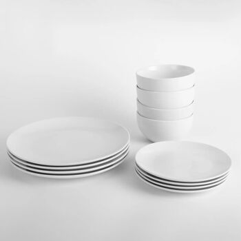 Prep & Cook Service de Vaisselle 12 Pièces - Porcelaine Blanche 3
