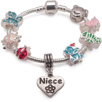 Bracelet de perles de charme plaqué argent Nièce pour enfants 'Animal Magic'