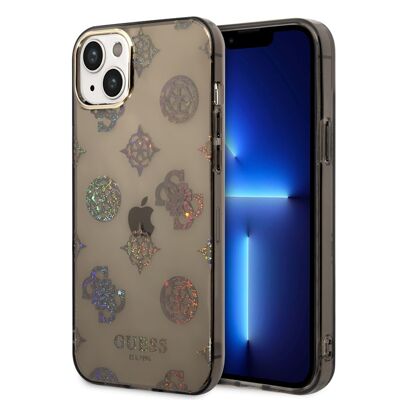 Coque Guess TPU Peony pour iPhone 14 Plus - Noire translucide