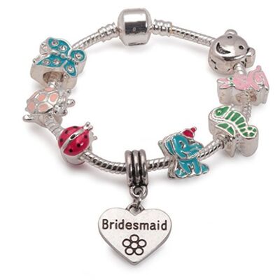 Bracelet de perles de charme plaqué argent de demoiselle d'honneur pour enfants 'Animal Magic'