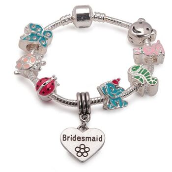Bracelet de perles de charme plaqué argent de demoiselle d'honneur pour enfants 'Animal Magic'