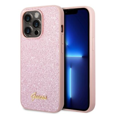 Coque Guess TPU Glitter Script pour iPhone 14 Pro Max - Rose