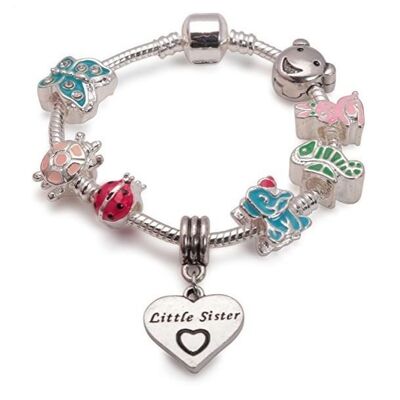 Kinder kleine Schwester 'Animal Magic' versilbert Charm Perlen Armband