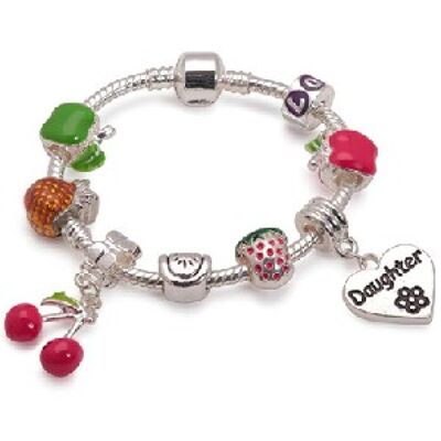 Bracelet de perles à breloques plaqué argent `` Tutti Frutti '' pour fille