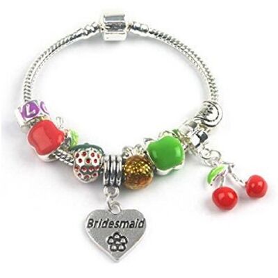 Bracelet de perles de charme plaqué argent de demoiselle d'honneur pour enfants 'Tutti Frutti'