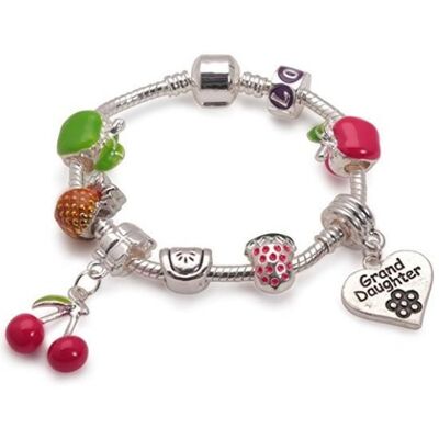 Pulsera de abalorios chapada en plata para nieta de niños 'Tutti Frutti'