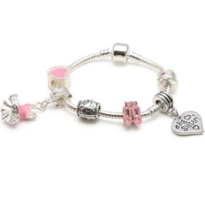 Große Schwester der Kinder 'Liebe zum Tanzen' versilbertes Bettelarmband