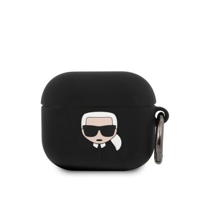 Protection en silicone Karl Lagerfeld  avec anneau pour Airpods 3 - Noire