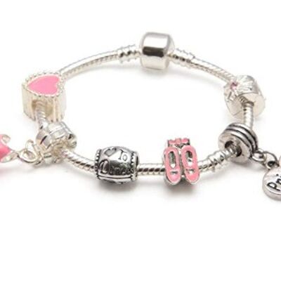Children's Princess 'Love To Dance' Silver Plated Charm Bead Bracelet