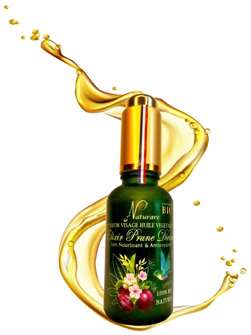 x4 PRUNE DIVINE BIO - Elixir Sérum anti-âge Huile Végétale Visage, corps, cheveux & Alimentaire -  60 ou 120mL