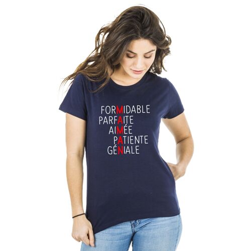 Tshirt navy scrabble maman