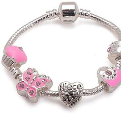 Braccialetto di perline placcato argento 'Pretty in Pink' per bambini