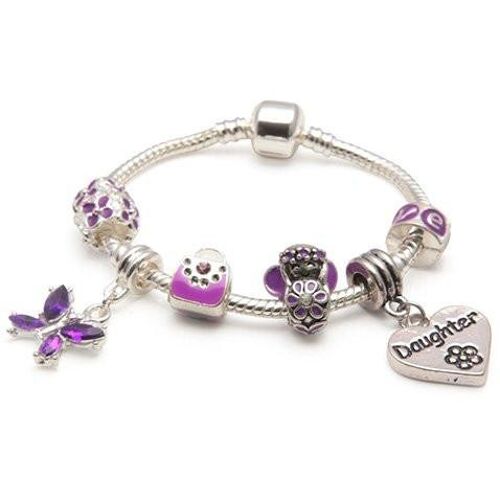 Children's Daughter 'Purple Fairy Dream' Silver Plated Charm Bead Bracelet