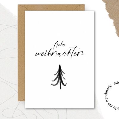Card merry christmas fir tree
