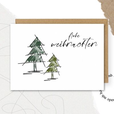 card merry christmas fir trees