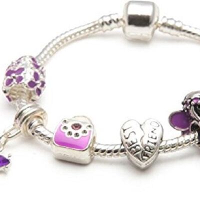 Bester Freund der Kinder 'Purple Fairy Dream' Versilbertes Bettelarmband mit Charm