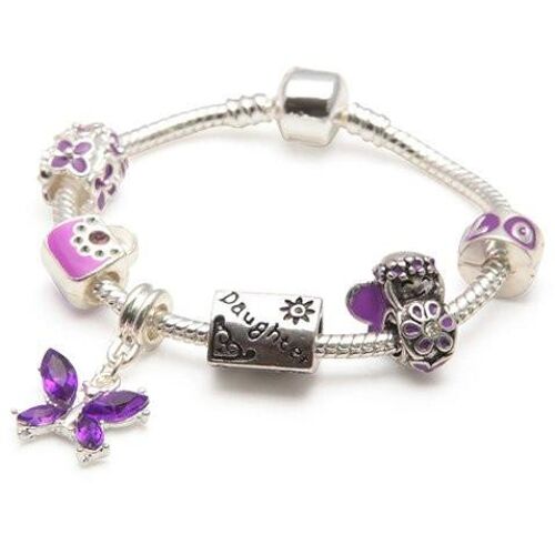 Children's Daughter 'Purple Fairy Dream' Silver Plated Bead charm Bracelet