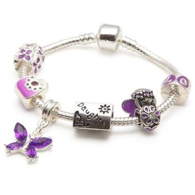 Kinder Tochter 'Purple Fairy Dream' versilbert Perlen Charm Armband