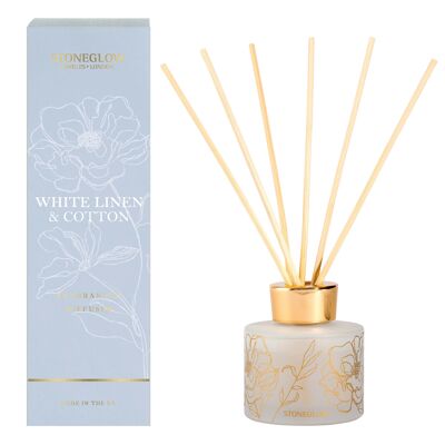 Day Flower - White Linen & Cotton - Reed Diffuser (Blue)