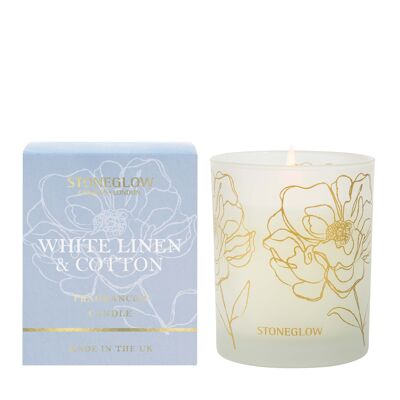 Day Flower - Lin & Coton Blanc - Gobelet (Bleu)