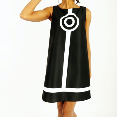 Vestido joya mod blanco y negro