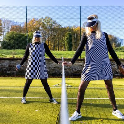 Bridget Riley inspired checkmate OpArt dress