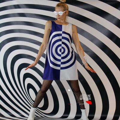 Lila Target Op Art Kleid / weiß - Lila Target Kleid