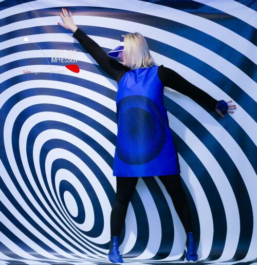 robe Op Art bleu/noir