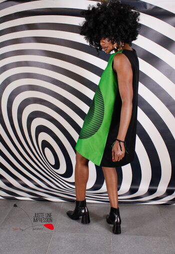 robe Op Art vert/noir 3