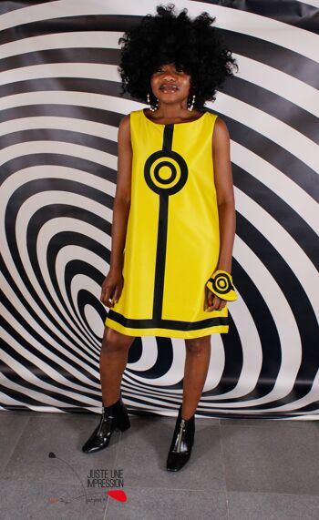 sixties dress Yellow/Black bijou 4