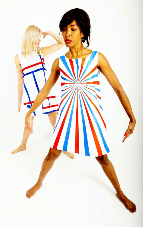 robe Op Art Soleil levant Bleu Blanc Rouge