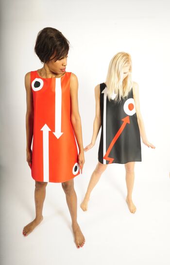 robe sixties orange/blanc/noir - sixties dress orange/white & black 2