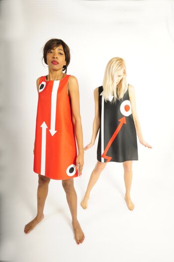 robe sixties orange/blanc/noir - sixties dress orange/white & black 3