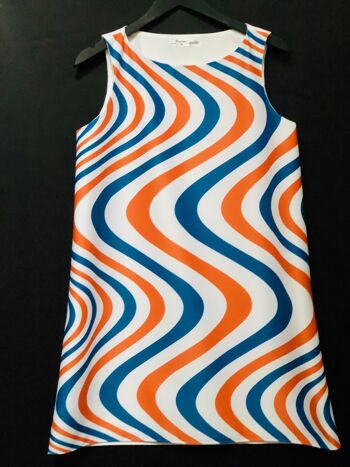 robe sixties psychédélique orange/bleu - psychedelic orange & blue dress 5