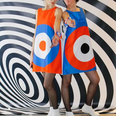 robe mod cible bleu/orange/noir - mod dress orange/blue target