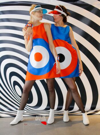 robe mod cible bleu/orange/noir - mod dress orange/blue target 4