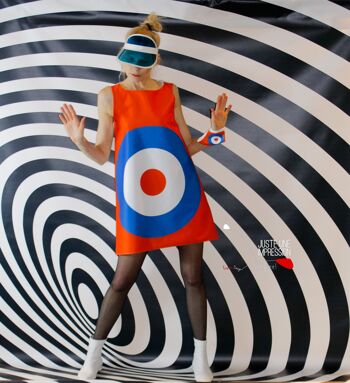 robe mod cible bleu/orange/noir - mod dress orange/blue target 5