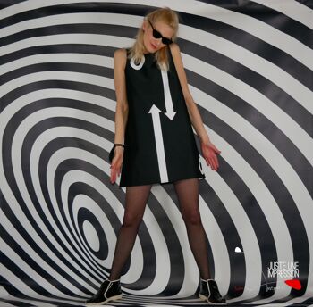 60s robe/sixties dress mod/pop black & white 3