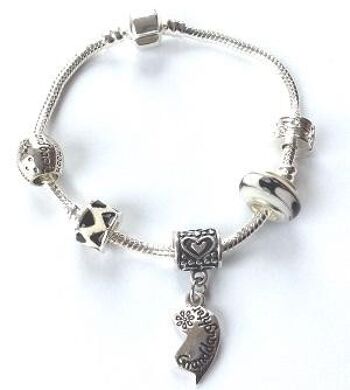 Bracelet à breloques plaqué argent 'Petite-fille Half Heart Love Always' pour enfant