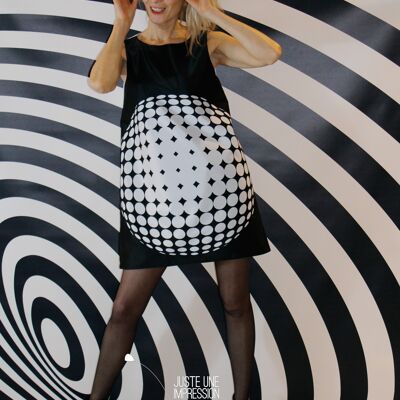 Vasarely inspiriertes schwarzes Kleid / Vasarely inspiriertes Kleid