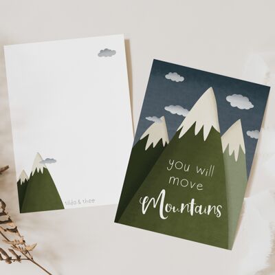 Carte postale montagnes courage "tu déplaceras des montagnes"