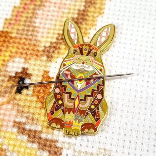 Mandala Rabbit Needle Minder for Cross Stitch, Embroidery, Sewing, Quilting, Needlework and Haberdashery