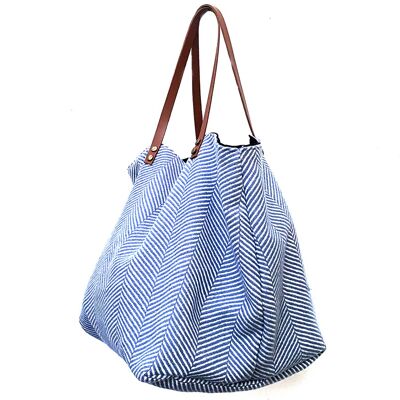 Borsa shopper in lana blu