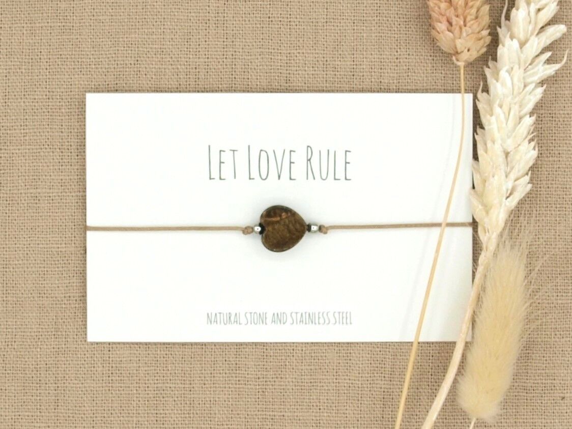 Bracciale love occhio di tigre oro, argento acciaio inossidabile