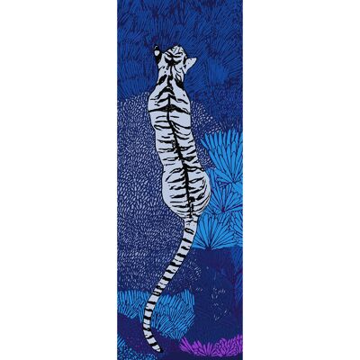 Navy blue large tiger Sherkan wool stole seen from above