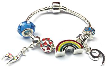 Bracelet de perles à breloques plaqué argent 'Lovely Llama 9th Birthday' pour enfants