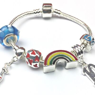 Children's 'Lovely Llama 10th Birthday' Silver Plated Charm Bead Bracelet